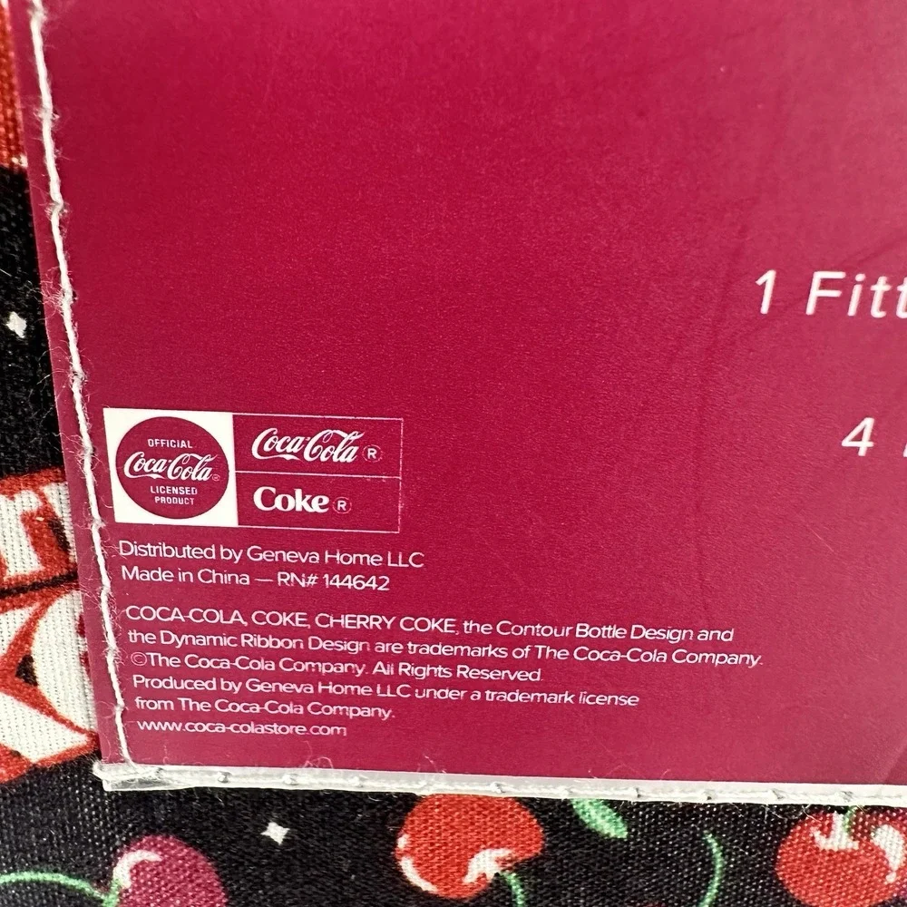 Cherry Coke Full Queen 6 Piece Sheet Set Coca Cola Cherry Print Black Bedding